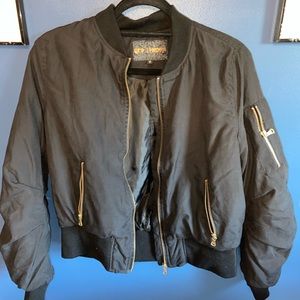 QED London Black Bomber Jacket